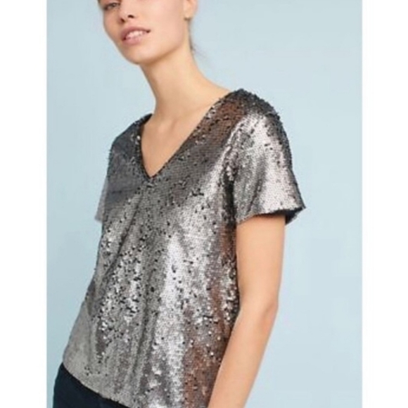 Anthropologie S Vanessa Virginia Sequin blouse - Picture 4 of 6